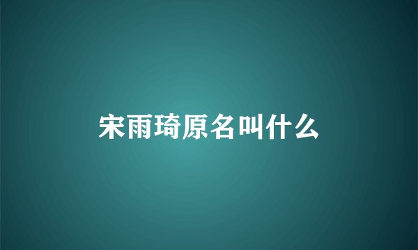 宋雨琦原名叫什么