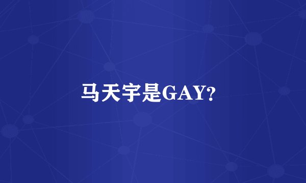 马天宇是GAY？
