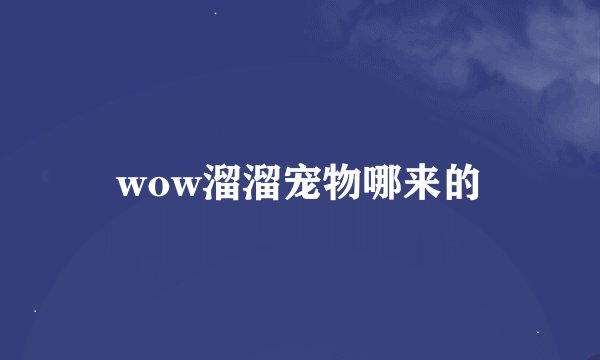 wow溜溜宠物哪来的