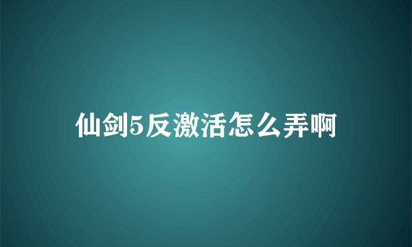 仙剑5反激活怎么弄啊