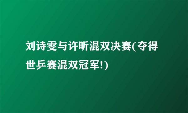 刘诗雯与许昕混双决赛(夺得世乒赛混双冠军!)