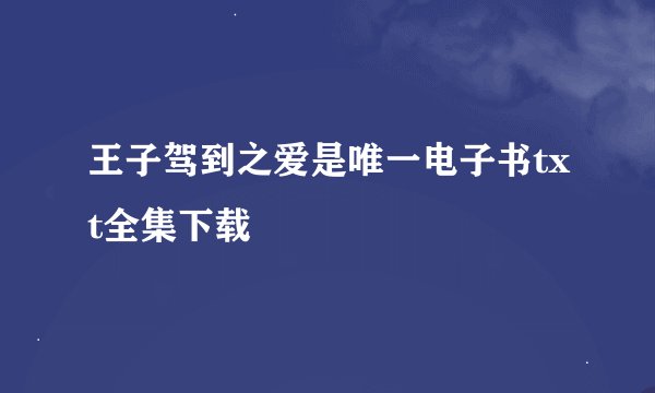 王子驾到之爱是唯一电子书txt全集下载
