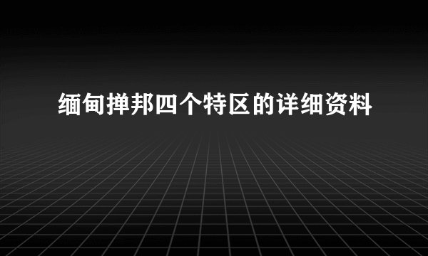 缅甸掸邦四个特区的详细资料