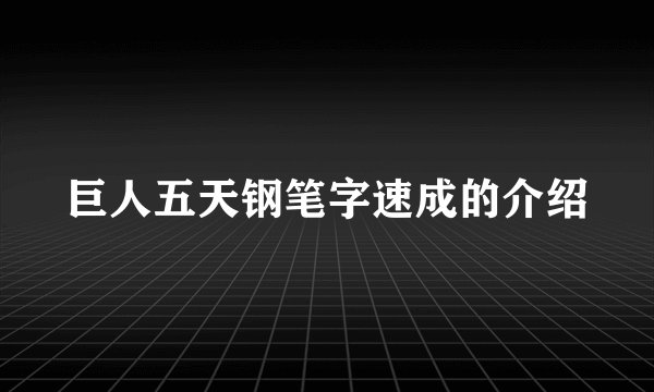 巨人五天钢笔字速成的介绍