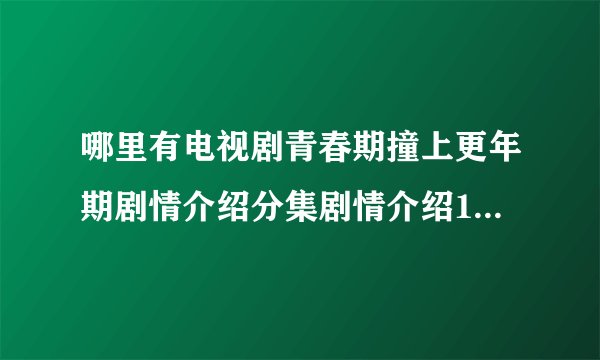 哪里有电视剧青春期撞上更年期剧情介绍分集剧情介绍1-24集大结局 ...？