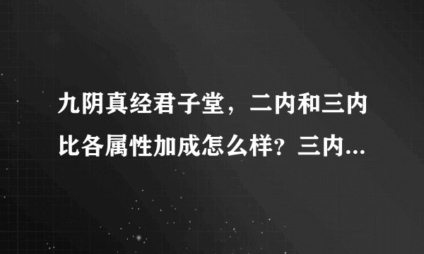 九阴真经君子堂，二内和三内比各属性加成怎么样？三内剑我两忘效果是什么？