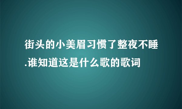 街头的小美眉习惯了整夜不睡.谁知道这是什么歌的歌词