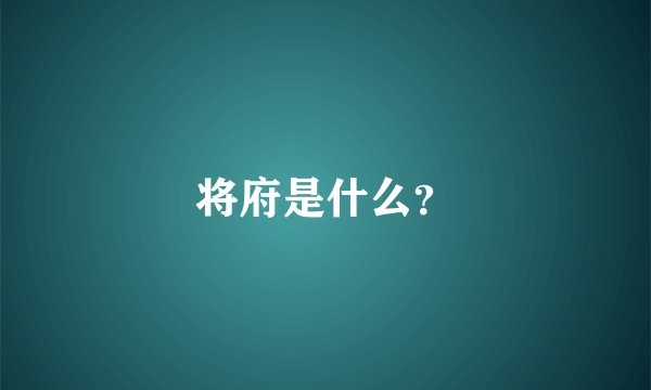 将府是什么？