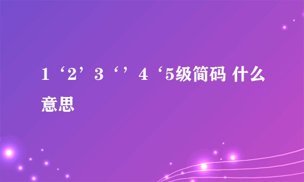 1‘2’3‘’4‘5级简码 什么意思