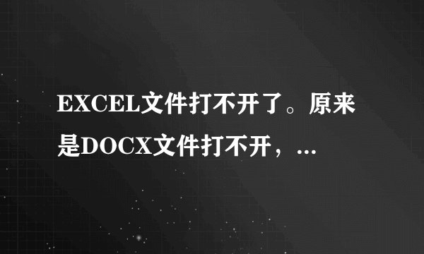 EXCEL文件打不开了。原来是DOCX文件打不开，百度下载安装了一个补丁文件O2007Cnv.exe