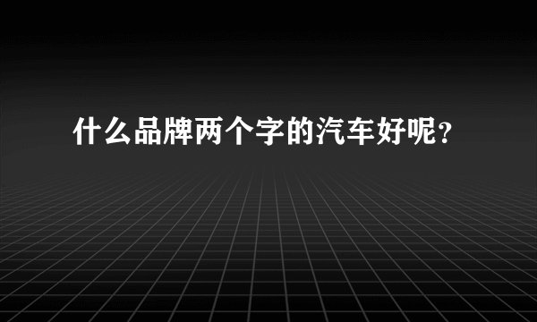 什么品牌两个字的汽车好呢？