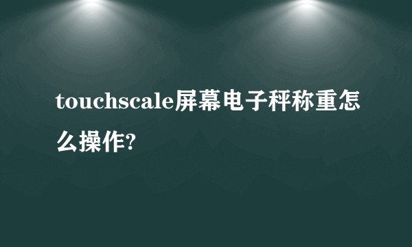 touchscale屏幕电子秤称重怎么操作?