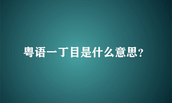 粤语一丁目是什么意思？