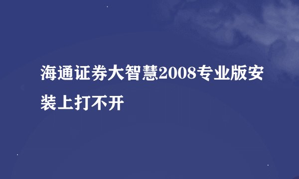 海通证券大智慧2008专业版安装上打不开