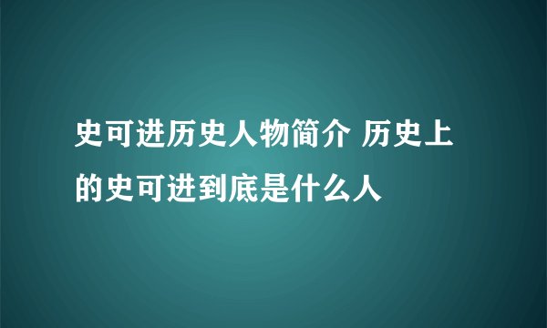 史可进历史人物简介 历史上的史可进到底是什么人