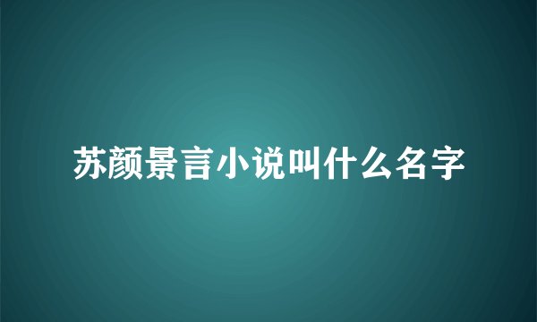 苏颜景言小说叫什么名字