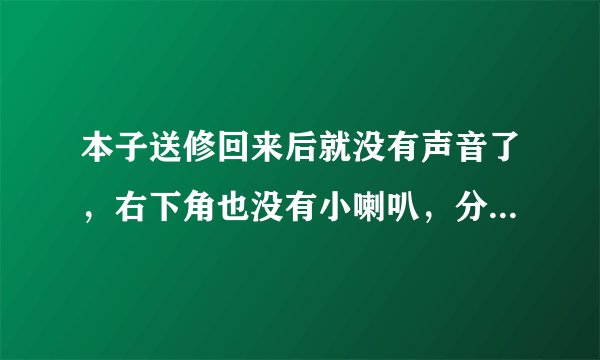 本子送修回来后就没有声音了，右下角也没有小喇叭，分别在官网与戴尔800论坛下载的声卡驱动都装不上？？？