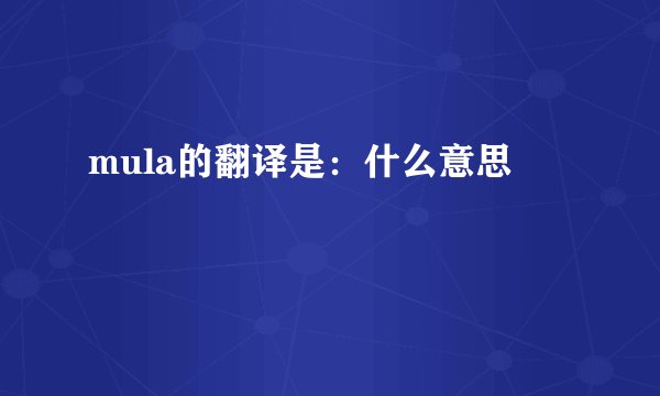 mula的翻译是：什么意思