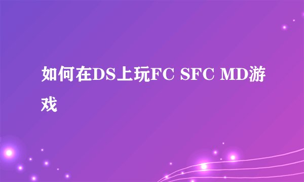 如何在DS上玩FC SFC MD游戏