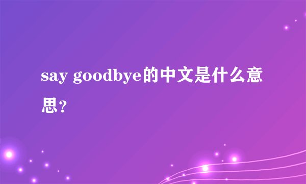 say goodbye的中文是什么意思？