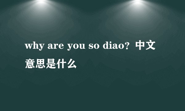 why are you so diao？中文意思是什么