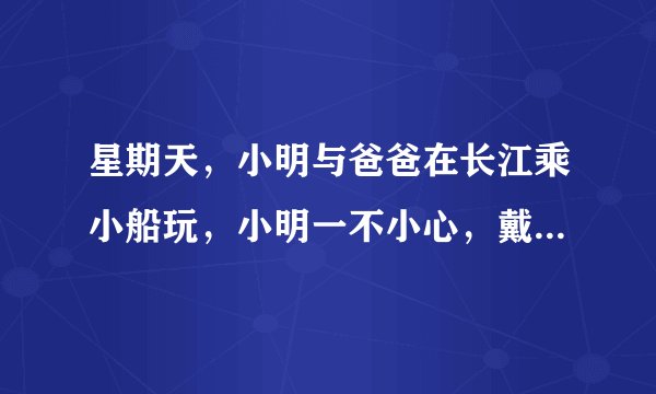 星期天，小明与爸爸在长江乘小船玩，小明一不小心，戴的太阳帽掉到水里了，当他们发现并调过船头时，帽