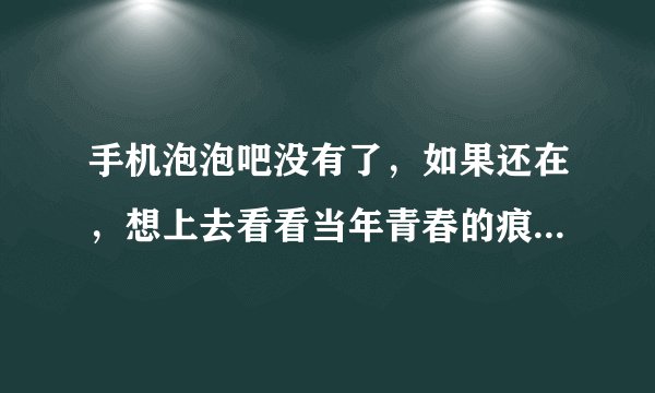 手机泡泡吧没有了，如果还在，想上去看看当年青春的痕迹，在上面认识了老公，在一起13年了，一直很相爱