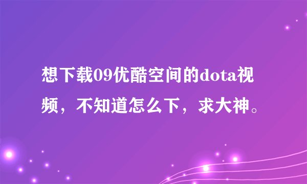 想下载09优酷空间的dota视频，不知道怎么下，求大神。