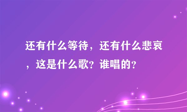 还有什么等待，还有什么悲哀，这是什么歌？谁唱的？