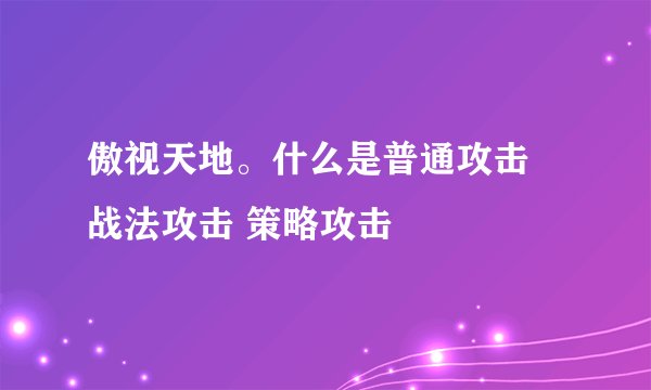 傲视天地。什么是普通攻击 战法攻击 策略攻击