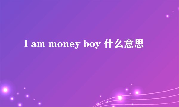 I am money boy 什么意思