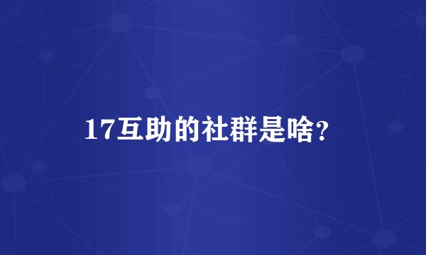 17互助的社群是啥？