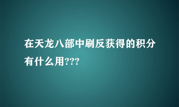在天龙八部中刷反获得的积分有什么用???