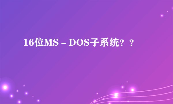16位MS－DOS子系统？？