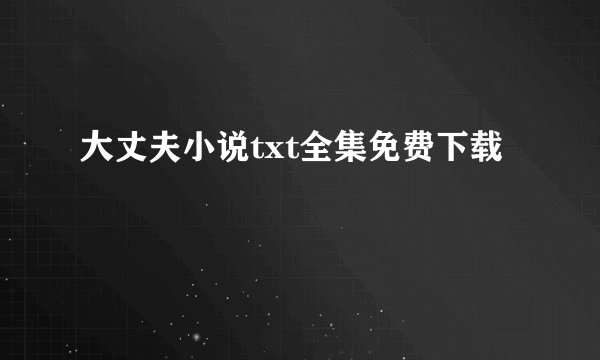 大丈夫小说txt全集免费下载
