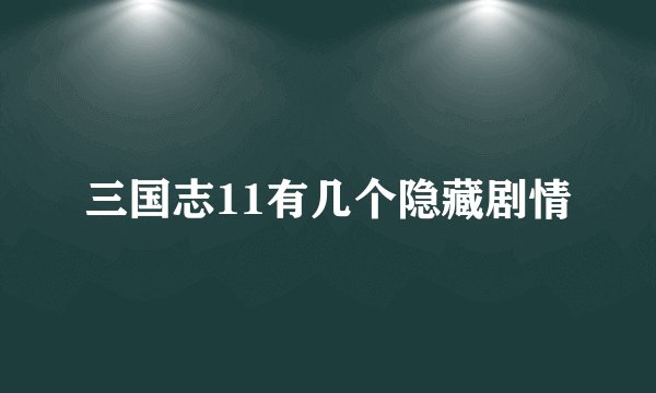 三国志11有几个隐藏剧情