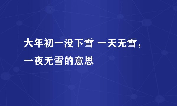 大年初一没下雪 一天无雪，一夜无雪的意思