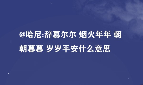 @哈尼:辞慕尔尔 烟火年年 朝朝暮暮 岁岁平安什么意思