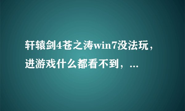 轩辕剑4苍之涛win7没法玩，进游戏什么都看不到，画面一直是彩色螺旋，进了游戏以后说话没有字，求大神帮忙