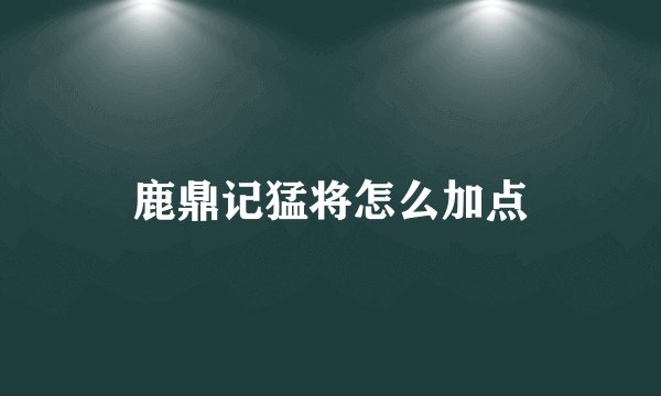 鹿鼎记猛将怎么加点