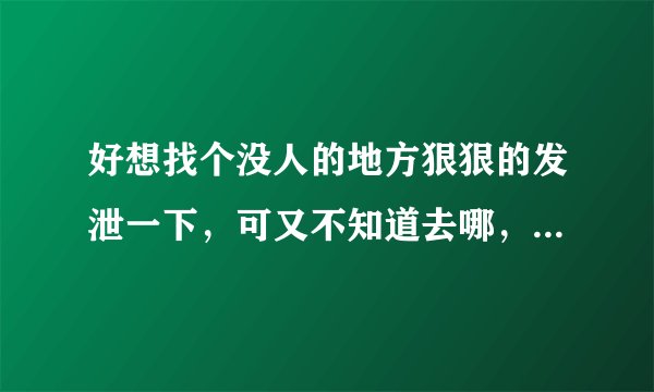 好想找个没人的地方狠狠的发泄一下，可又不知道去哪，广州的地方每个角落都是有人的