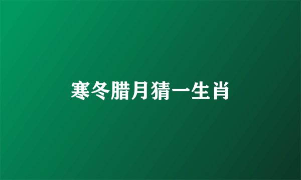 寒冬腊月猜一生肖