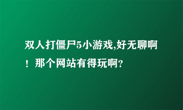 双人打僵尸5小游戏,好无聊啊！那个网站有得玩啊？