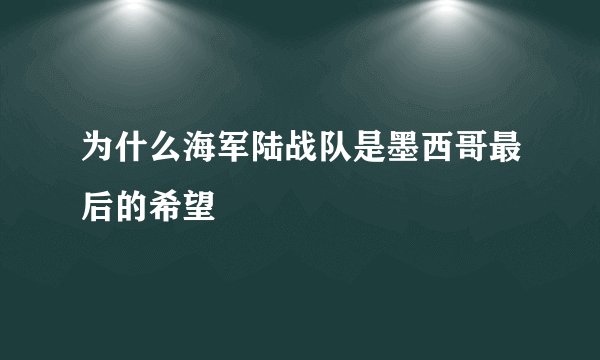 为什么海军陆战队是墨西哥最后的希望