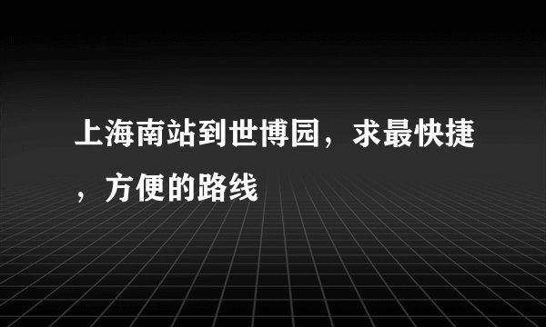 上海南站到世博园，求最快捷，方便的路线