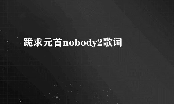 跪求元首nobody2歌词
