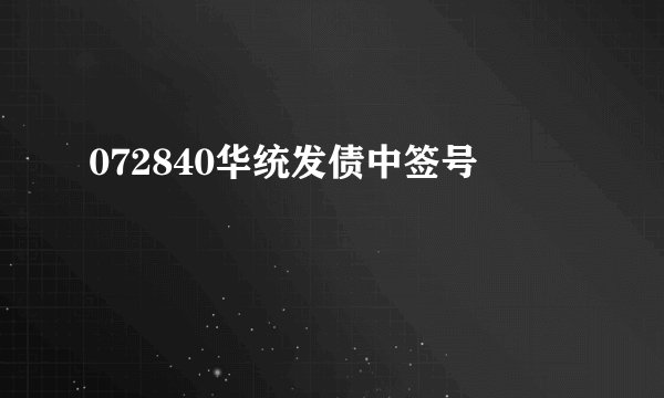 072840华统发债中签号