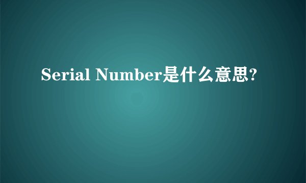 Serial Number是什么意思?