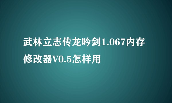 武林立志传龙吟剑1.067内存修改器V0.5怎样用
