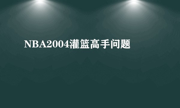 NBA2004灌篮高手问题